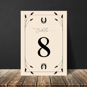 Western Horseshoe Monogram Table Number 8 Wedding