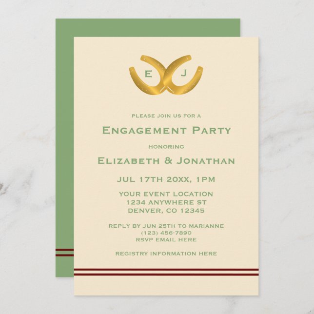 Western Horseshoes Engagement Party Invitation (Front/Back)