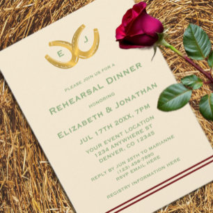 Western Horseshoes Rehearsal Dinner Invitation