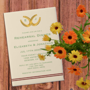 Western Horseshoes Rehearsal Dinner Vellum Invitations