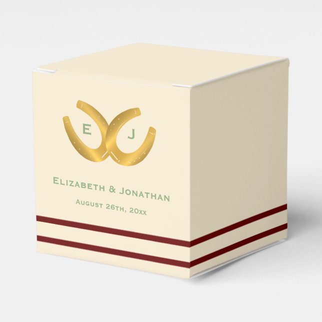 Western Horseshoes Wedding Favour Box (Front Side)