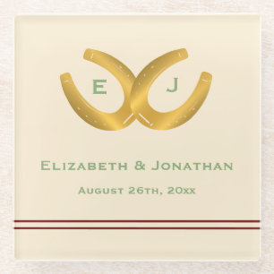 Western Horseshoes Wedding Glass Coaster
