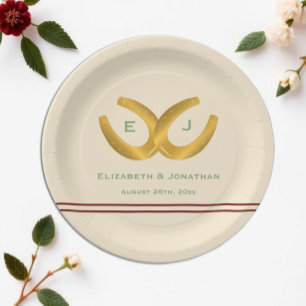 Western Horseshoes Wedding Paper Plate
