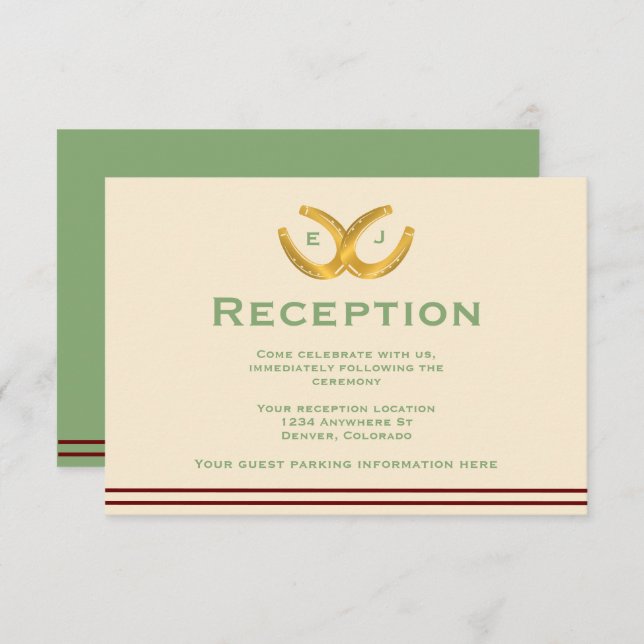 Western Horseshoes Wedding Reception Enclosure Card (Front/Back)