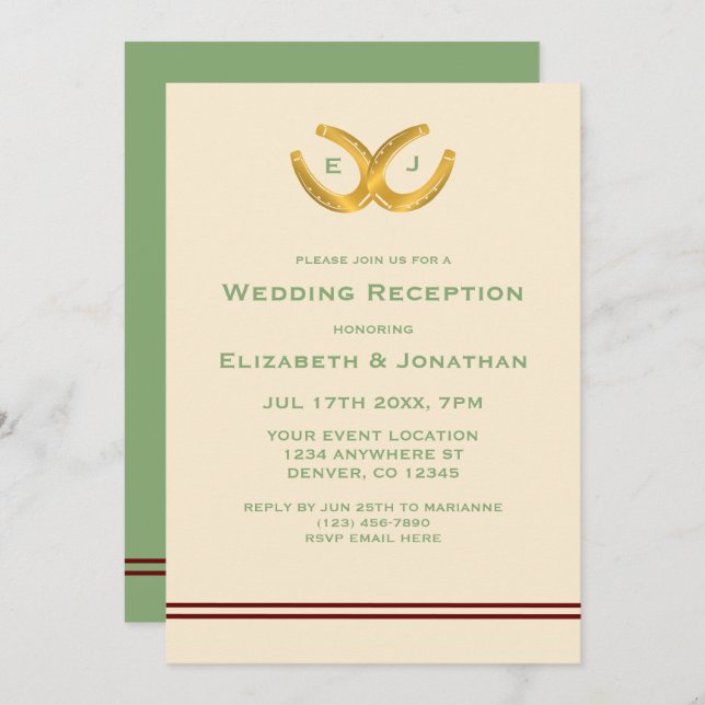 Western Horseshoes Wedding Reception Invitation (Front/Back)