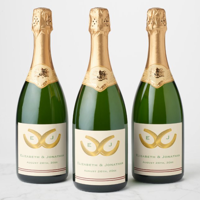 Western Horseshoes Wedding Sparkling Wine Label (Bottles)