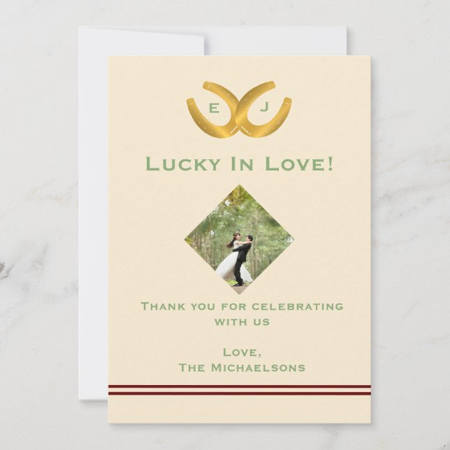 Western Horseshoes Wedding Thank You Card (Front)