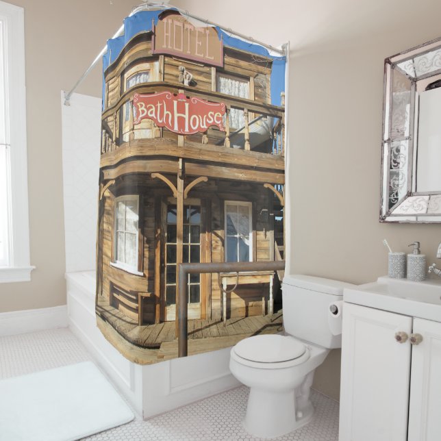 Western Hotel Bath House Western Town Shower Curtain (In Situ)