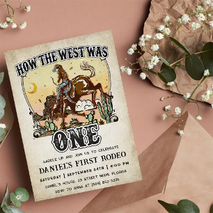 Western How The West Was One 1st Birthday Invitation