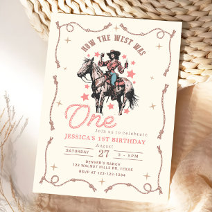 Western How The West Was One Rodeo 1st Birthday Invitation