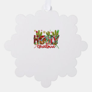 Western Howdy Christmas Cow Cowboy Hat And Cactus  Tree Decoration Card