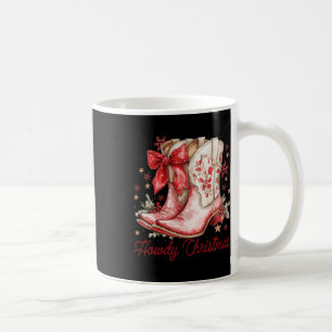 Western Howdy Christmas Cowgirl Boot Coquette Bow Coffee Mug