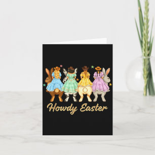 Western Howdy Easter Day Cowgirl Bunny Farm Girl Card