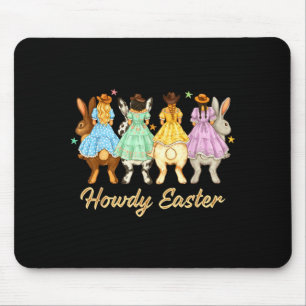 Western Howdy Easter Day Cowgirl Bunny Farm Girl Mouse Mat