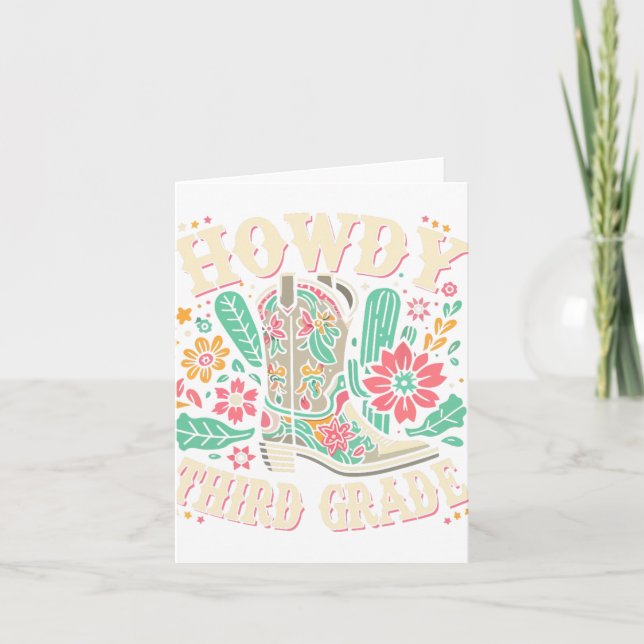 Western Howdy Third Grade Back To School 3rd Grade Card (Front)