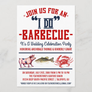 Western "I Do" Barbecue Wedding Party Invitations