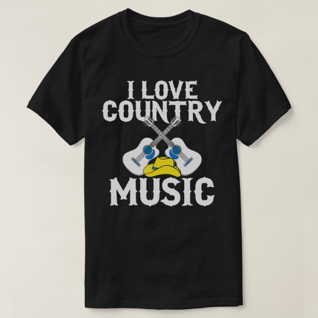 Western I Love Country Music USA Line Dance Campfi T-Shirt (Design Front)