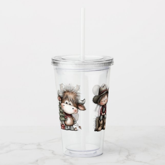Western Kids Christmas Acrylic Tumbler (Front)