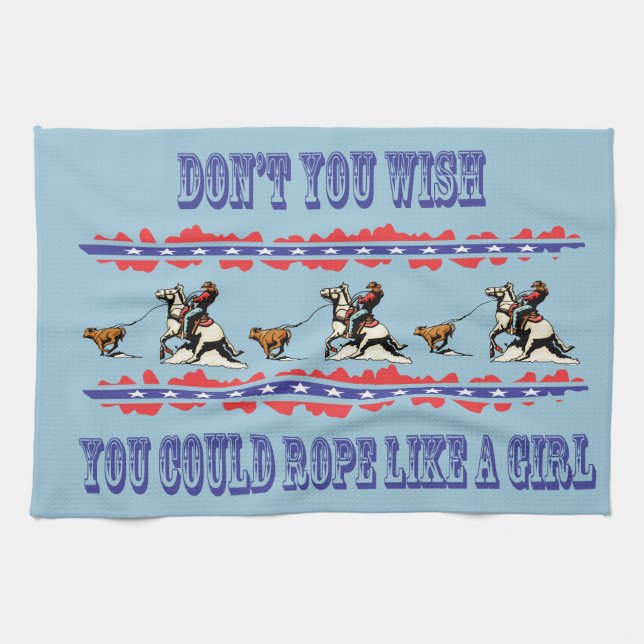 Western Kitchen Towel Calf Roping (Horizontal)