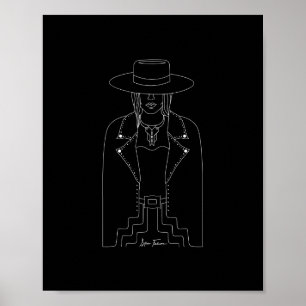 Western Lady Outlaw Black & White Wall Art Print