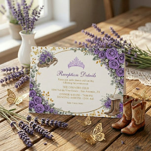 Western Lavender Roses Golden Country Quinceañera Enclosure Card