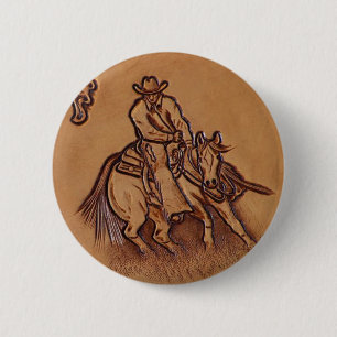 Western leather horseback Riding Rodeo Cowboy 6 Cm Round Badge