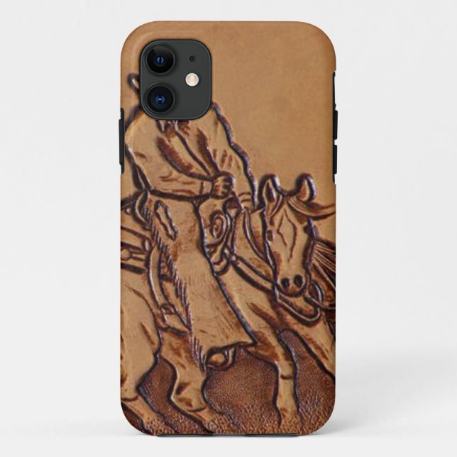 Western leather horseback Riding Rodeo Cowboy Case-Mate iPhone Case (Back)