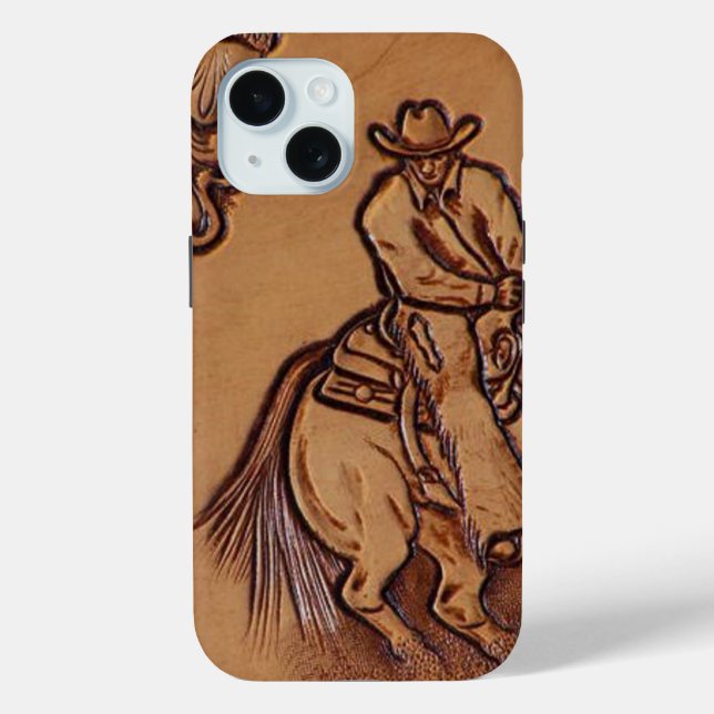 Western leather horseback Riding Rodeo Cowboy Case-Mate iPhone Case (Back)