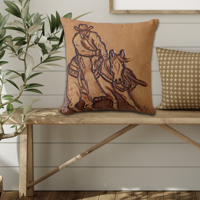 Western leather horseback Riding Rodeo Cowboy Cushion (Creator Uploaded)