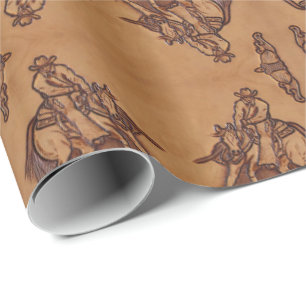 Western leather horseback Riding Rodeo Cowboy Wrapping Paper