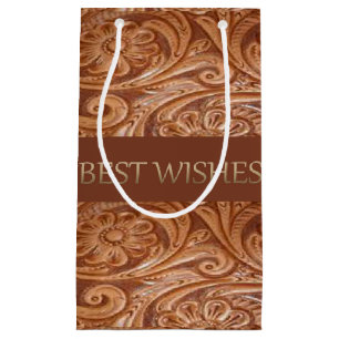 Western Leather Print Gift Bag Best Wishes