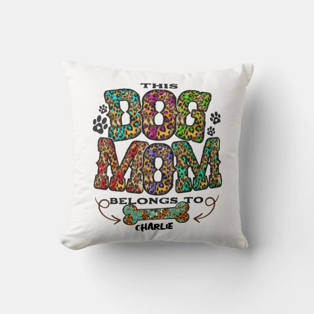 Western Leopard Patch Pattern Dog Mum Bone Pet Cushion (Front)