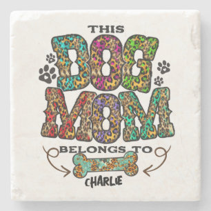 Western Leopard Patch Pattern Dog Mum Bone Pet Stone Coaster