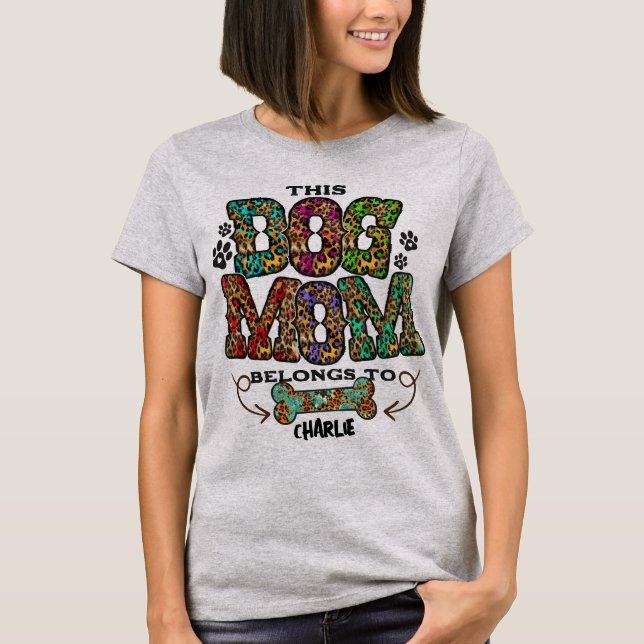 Western Leopard Patch Pattern Dog Mum Bone Pet T-Shirt (Front)