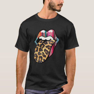 Western Leopard Serape Lip Tongue Rodeo Cowgirl Ho T-Shirt