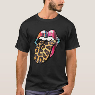 Western Leopard Serape Lip Tongue Rodeo Cowgirl Ho T-Shirt