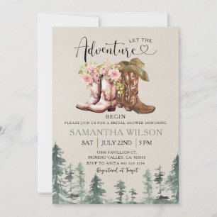 Western Let the Adventure Begin Bridal Shower Invitation
