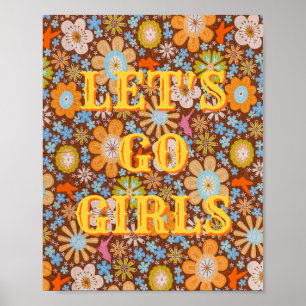 Western,Let's Go Girls Poster, Girl Power Wall Art