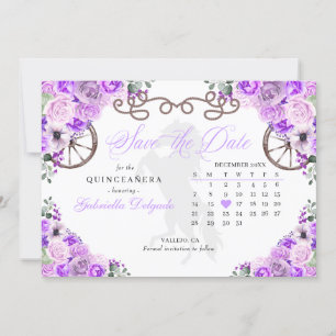 Western Lilac Charro Quinceañera Save The Date Invitation