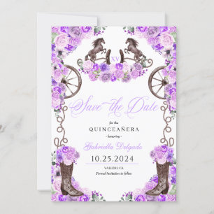 Western Lilac Charro Save The Date Quinceañera Invitation