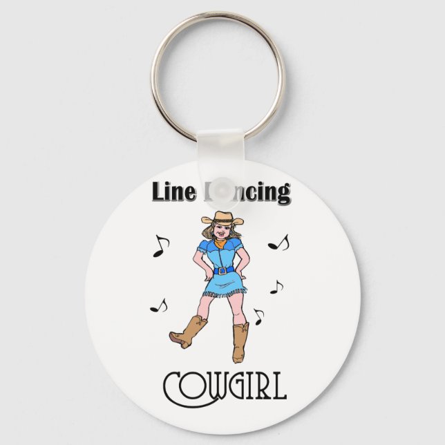 Western "Line Dancing Cowgirl" Key Ring (Front)