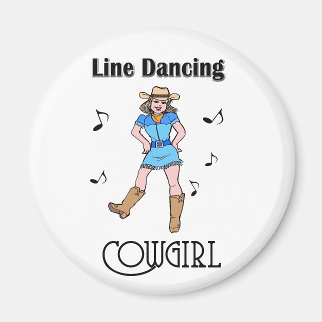 Western "Line Dancing Cowgirl" Magnet (Front)
