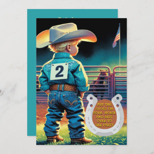 Western Little Cowboy 2nd Birthday Rodeo Custom  Invitation