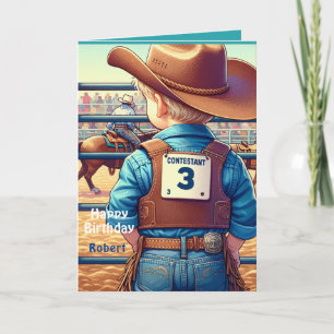Western Little Cowboy 3rd Birthday Rodeo Custom Card