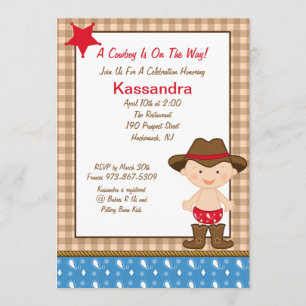 Western Little Cowboy Baby Shower Invitation