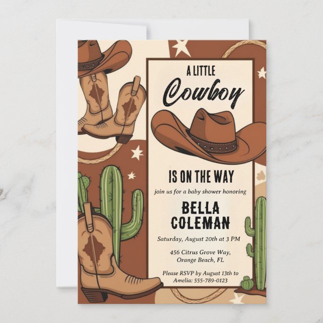 western little cowboy baby shower invitations (Front)