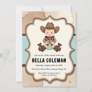western little cowboy baby shower invitations