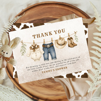 Western Little Cowboy Clothesline Thank You  Card