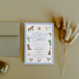 Western Little Cowboy Photo Baby Boy Shower Invitation
