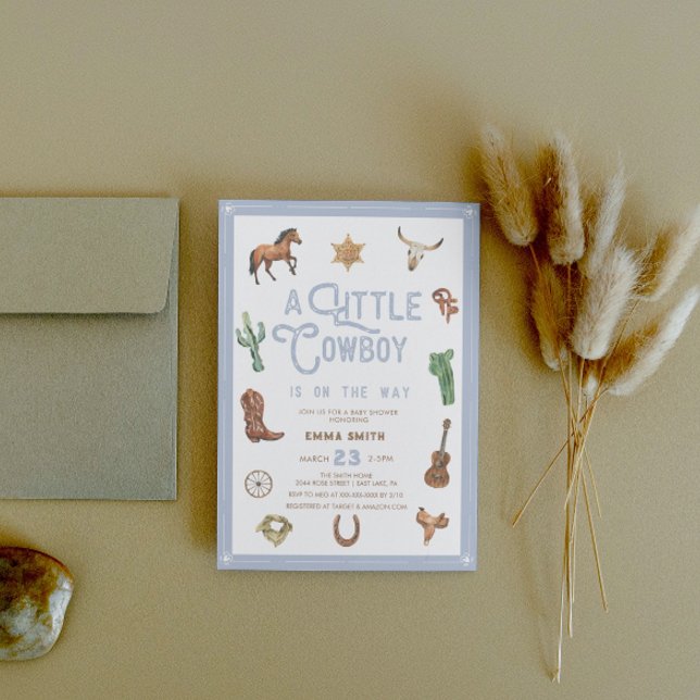 Western Little Cowboy Photo Baby Boy Shower Invitation (Creator Uploaded)